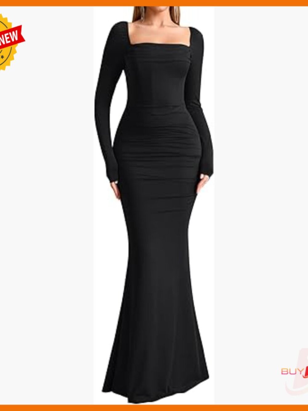 Long Sleeve Corset Maxi Dress Ruched Bodycon Formal Wedding Guest